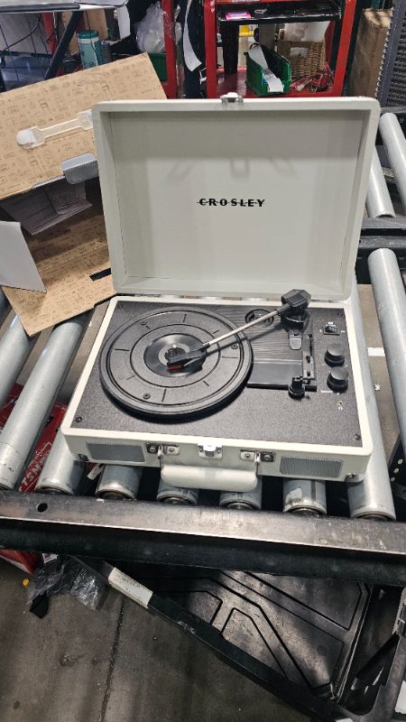 Photo 1 of ***PARTS ONLY***Crosley CR8005F-WS Cruiser Plus Vintage 3-Speed Bluetooth in/Out Suitcase Vinyl Record Player Turntable, White Sand