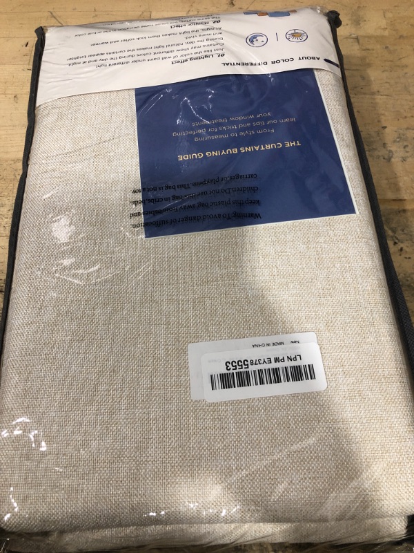 Photo 1 of 100% Blackout Shield Linen Blackout Curtains for Bedroom 84 Inches Long, Back Tab/Rod Pocket Living Room Drapes, Thermal Insulated Blackout Curtains 2 Panels Set, 50" W x 84" L, Cream