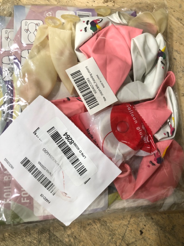 Photo 1 of 16 Pcs Unicorn Balloons Kit for Birthday Party Decorations - 2 Self Standing 3D Foil Unicorns, 4 Stars & 10 Printed Latex with Tying Tool (No Helium Needed)