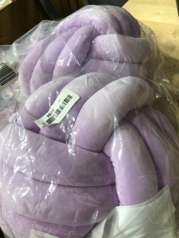 Photo 1 of 2 Pieces Knot Ball Pillows Round Plush Aesthetic Cushion Pillows Soft Stress Relieving Cute Decorative Knotted Pillows for Kids Bed Sofa Bedroom Decor (Light Purple, 10.6 Inches)