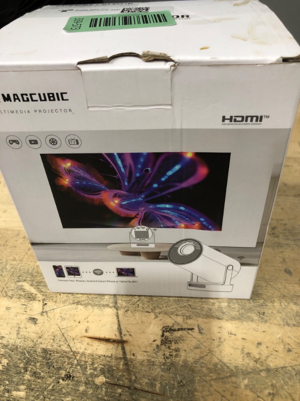 Photo 1 of ?Electric Focus?Magcubic Mini Projector 4K Support, Smart Projector with WiFi 6 and Bluetooth 5.4, 5W Soundbase Speaker, 180° Rotation, Portable Proyector for Home Theater HY300 Ultra (Grey)