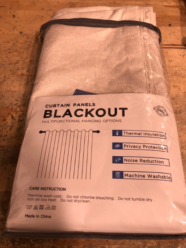 Photo 1 of 100% Blackout Shield Linen Blackout Curtains for Bedroom 84 Inches Long, Back Tab/Rod Pocket Living Room Drapes, Thermal Insulated Blackout Curtains 2 Panels Set, 50" W x 84" L, Cream