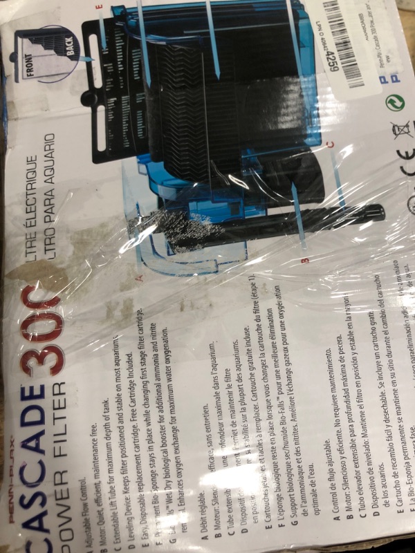 Photo 1 of ***(PARTS ONLY/ MAJOR DAMAGE/ NON FUNCTIONAL)***Penn-Plax Cascade 300 Power Filter – Hang-On Filter with Quad Filtration – Great for Freshwater and Saltwater Setups