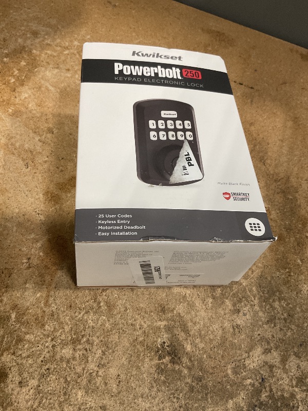 Photo 1 of ** MOST LIKELY FOR PARTS/ INCOMPLETE SET/MISSING PARTS** Kwikset Powerbolt 250 10-Button Keypad Matte Black Transitional Electronic Deadbolt Door Lock, Featuring Convenient keyless Entry, Customizable User Codes and auto Locking