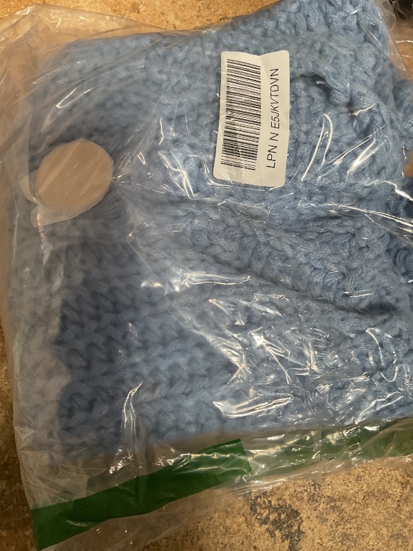 Photo 1 of (LARGE) (USED/FAIR) (BAGGED) Bgylu Women's Sleeveless Chunky Knit Top Casual Cropped Button Down Sweater Vest Open Front Cardigan with Pockets (Blue-L)