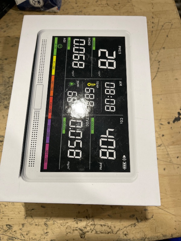 Photo 1 of 16 in 1 Air Quality Monitor Indoor 7" Display 9 AQI+7 AQI Alerts Air Quality Meter for CO2, TVOC, PM2.5 PM1.0 PM10, HCHO, Temperature Humidity AQI & Time, Air Detector Air Quality Tester for Home