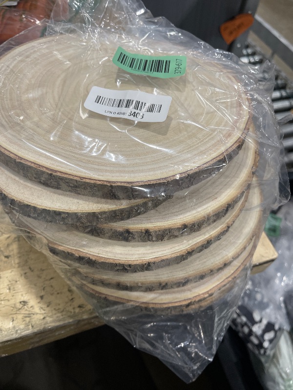 Photo 1 of 10 pcs Large Unfinished Wood Slices for Centerpieces 8-9 inches Wood Rounds for Tables Decor Rustic Wood Circles for DIY Crafts and Wedding Decor Round Wooden Discs for Ornaments