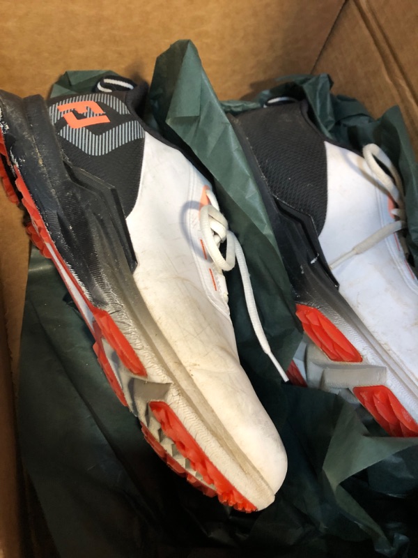 Photo 1 of **NEED A MAJOR CLEANING** FootJoy Men's FJ Fuel Golf Shoe, White/Black/Coral, 10 Wide