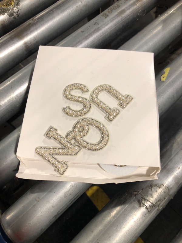 Photo 1 of ****MISSING PIEECES****Waydress 26 Piece Rhinestone Iron on Patch A to Z Letter Appliques Adhesive White Pink Colorful Pearl Bling Patch Glitter Alphabet Embellishments for DIY Craft Supplies(Gold)