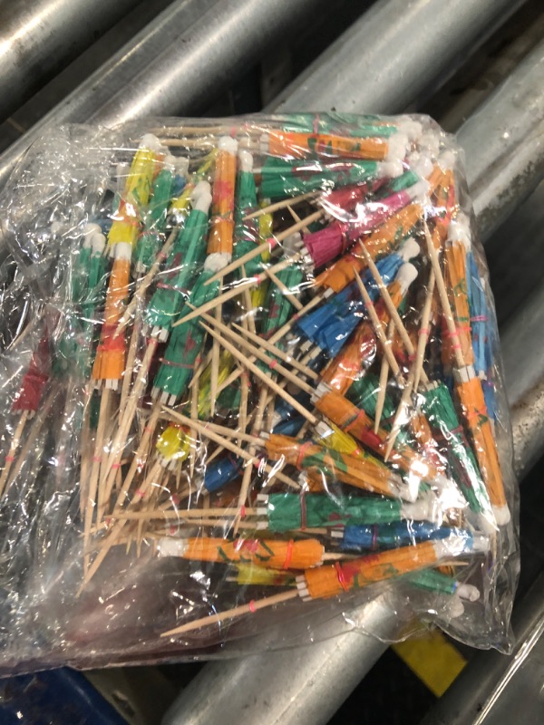 Photo 1 of [200 Pcs] Cocktail Drink Umbrella Picks Toothpicks - Colorful Paper Toothpicks Cocktail Umbrellas for Luau Parasols Hawaiian Tiki Party Decorations