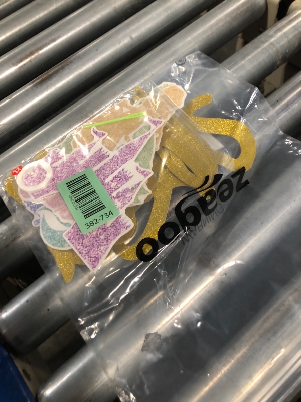 Photo 1 of **MISSING PIECES**Neyeidru Princess Birthday Banner Decorations - Gold Garland Glitter Bunting for Girls Coquette Birthday Party Decorations Supplies Favor