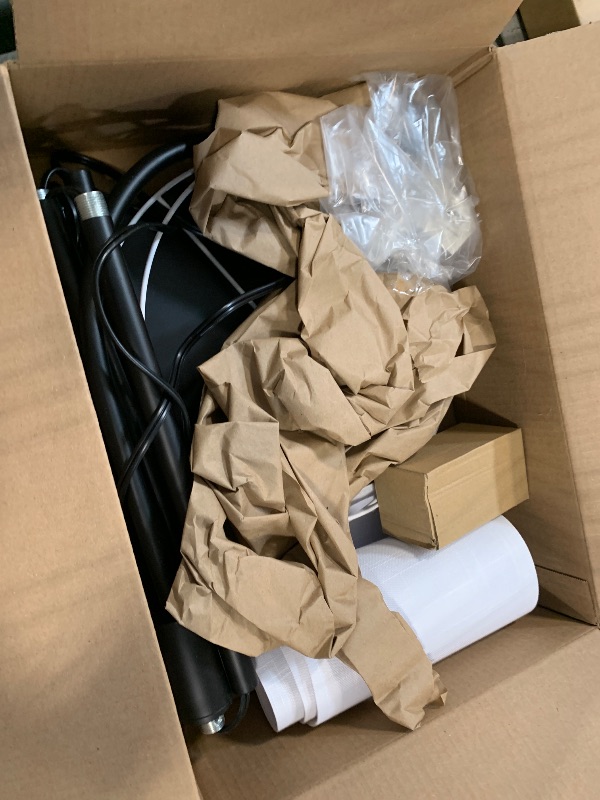 Photo 1 of [Upgraded] Dimmable Floor Lamp, 1200 Lumens LED Edison Bulb Included, Arc Floor Lamps for Living Room Modern Standing Lamp with White Shade, Black Tall Lamp for Living Room Bedroom Office Dining Room