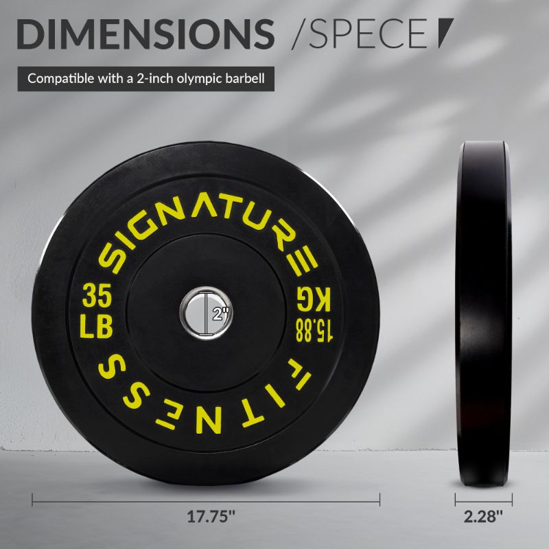 Photo 1 of 2" Olympic Bumper Weight Plate with Steel Hub, Black & Yellow, 1 35lb. Plate
