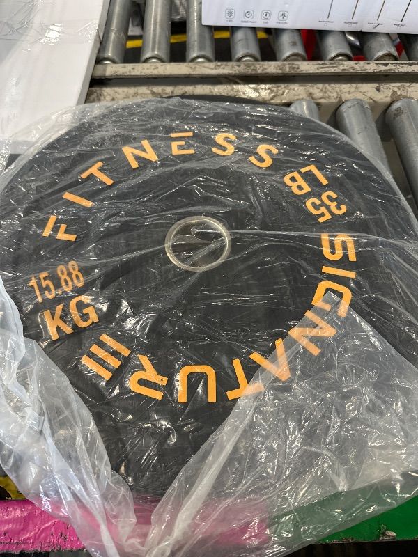 Photo 1 of 2" Olympic Bumper Weight Plate with Steel Hub, Black & Yellow, 1 35lb. Plate