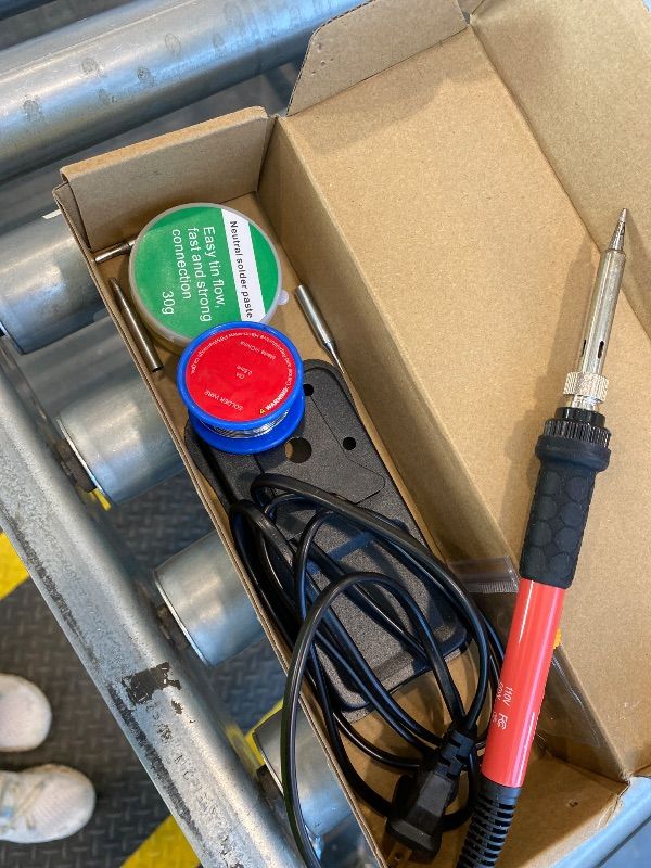 Photo 1 of *Missing Parts - Check clerk notes*
Soldering Iron Kit, 60W Soldering Iron with 5pc Interchangeable Tips, 10-in-1 Adjustable Temperature Solder Welding Tools, Fast Heating, Electronic Repair, 110V