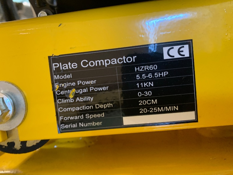 Photo 1 of ** UNABLE TO TEST**
Garvee 7HP Plate Compactor Rammer, 212cc Gas Engine 5600 VPM 4200 LBS Compaction Force, 22.1 x 15.9 in Plate, Ground Compactors for Paving Landscaping Sidewalk Patio