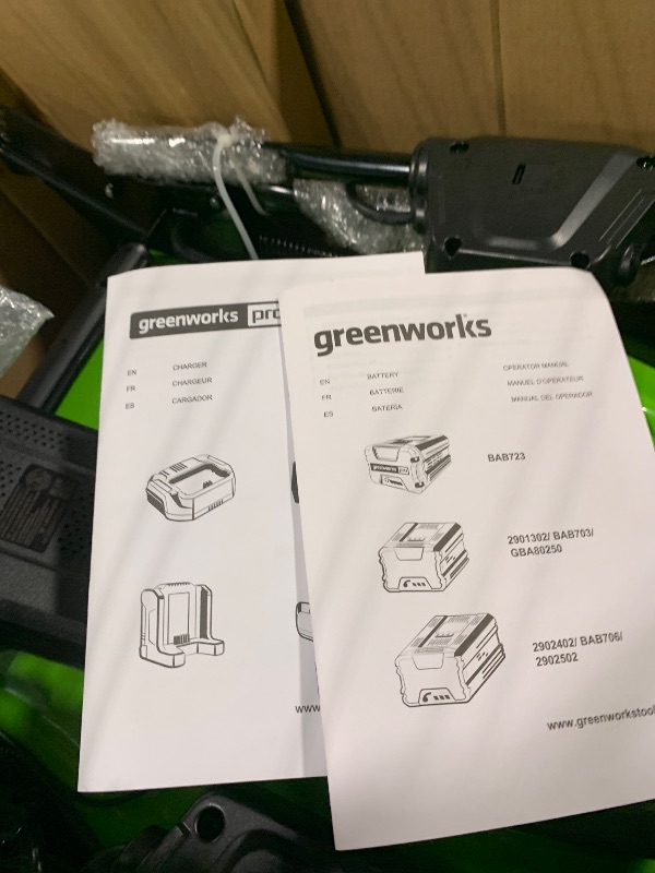 Photo 1 of ** UNABLE TO TEST BATTERY IS NOT CHARGED**
Greenworks 80V 21" Brushless Cordless (Self-Propelled) Lawn Mower (75+ Compatible Tools), 4.0Ah Battery and 60 Minute Rapid Charger Included