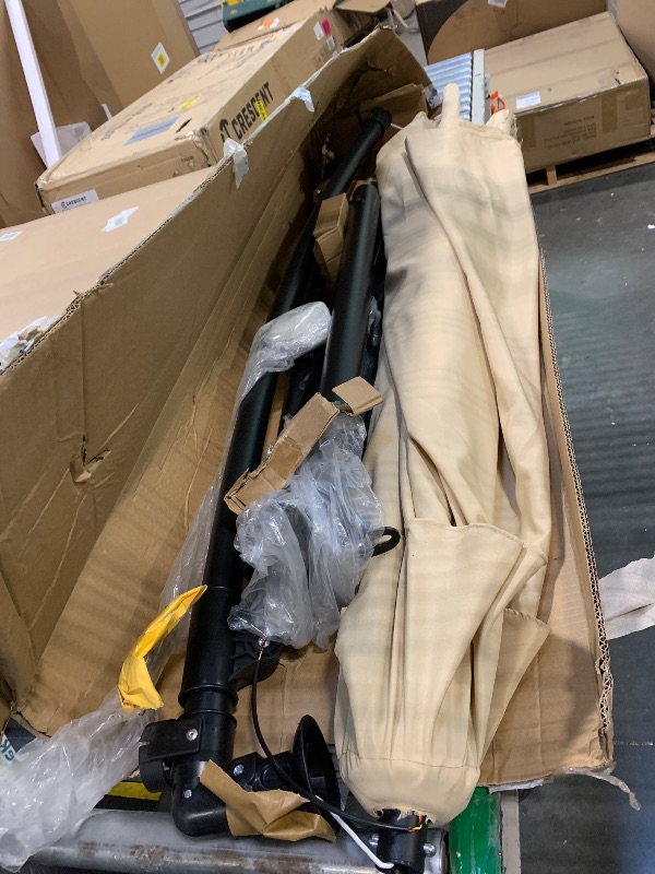 Photo 1 of ** NO HARDWARE, MISSING INSTRUCTIONS**
FRUITEAM Solar Colorful LED Lights Offset Patio Umbrella, 10 FT Heavy Duty Cantilever Outdoor Umbrella with 200+ Light Modes, All-Weather UV Protection Sun Shade for Poolside, Garden, Backyard (Beige)