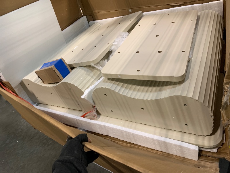 Photo 1 of ** MISSING INSTRUCTIONS AND HARDWARE**
DWVO 70.8 Inch Dining Table for 6-8 People Modern Rectangular Kitchen Table Large Cream White Dinner Table with Solid Wave Curved Legs for Dining Room Kitchen Home Office Apartment, White