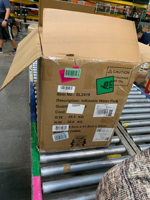 Photo 1 of **FACTORY SEALED** SOLD AS IS, NO REFUND/RETURN**
WELLFUNTIME Inflatable Water Double Slides Park with Blower, Bouncy Castle with Rainbow Water Curtain, with Shooting and Rock Climbing