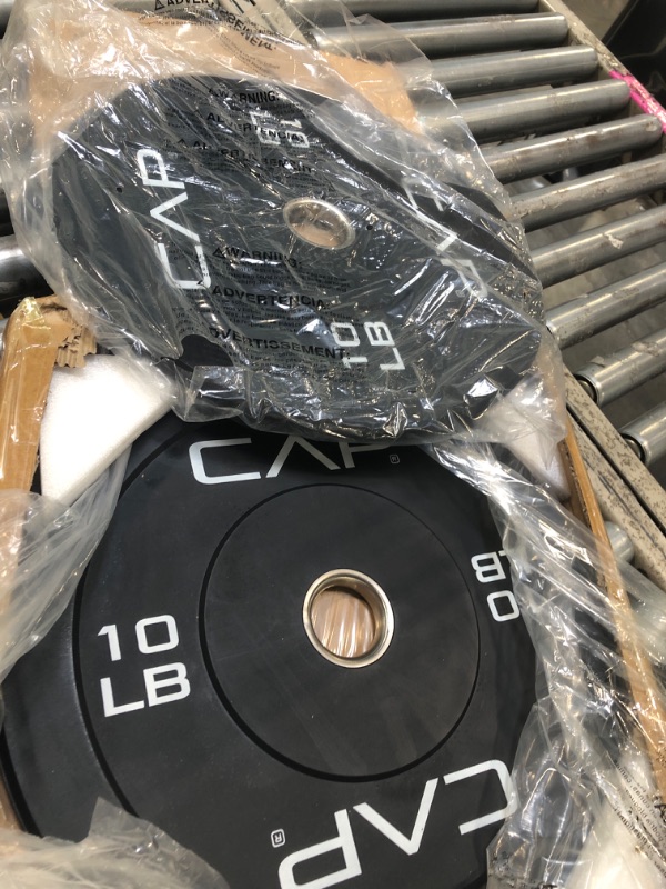 Photo 1 of ****BRAND NEW ITEM******CAP Barbell Economy Olympic Bumper Plate Set with White Logo, Black, 10 lb Pair