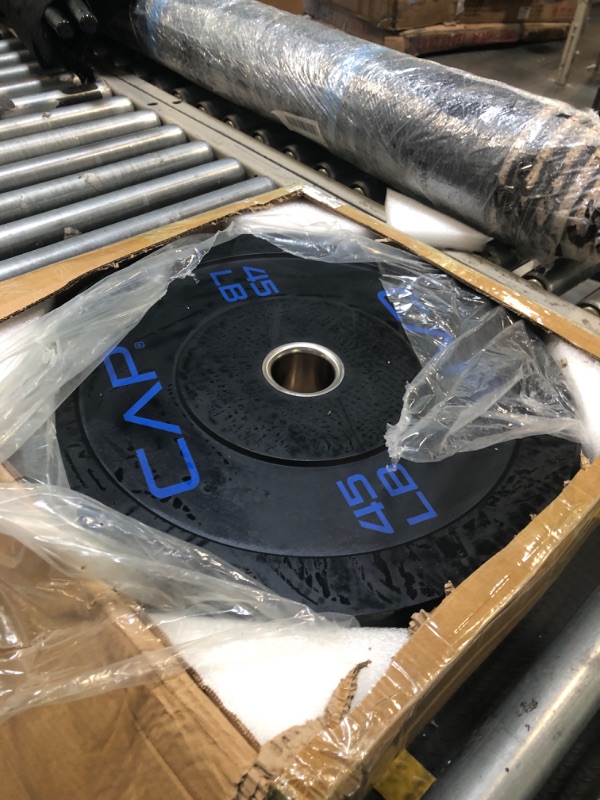 Photo 1 of ****BRAND NEW ITEM****** CAP Barbell Economy Olympic Bumper Plate with Blue Logo, Black, 45 lb Single