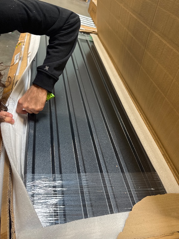 Photo 1 of *****BRAND NEW ITEM**** Corrugated Roofing Panels Galvanized Steel Roof Panels, L60.63×W16.77 Inch Heavy Duty Metal Roof Panels, Roof Protector for Garages, Sheds, Stables and Mobile Homes, Black, 20PCS