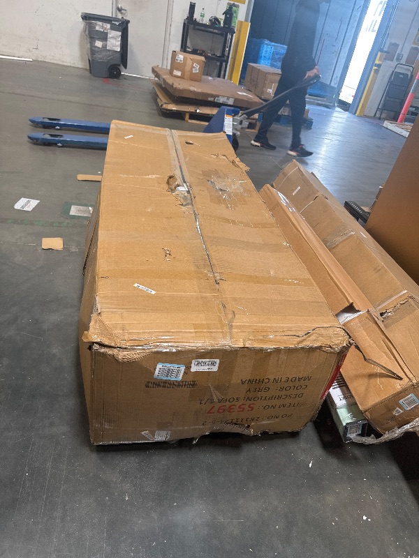 Photo 1 of ******BRAND NEW ITEM******* Container Furniture Direct Michael Modern Faux Leather Upholstered Stainless Steel Legs Living Room Sofa, Sleek Gray