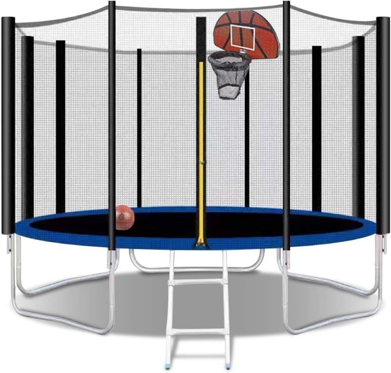 Photo 1 of *****FACTORY SEALED********* 12FT Trampoline for Kids, Outdoor Trampoline with Basketball Hoop Safety Enclosure Net and Ladder, Trampoline for Adults, Black
