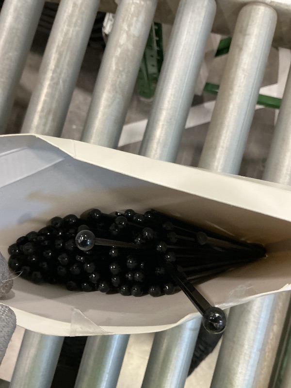 Photo 1 of 100 Pieces Disposible Plastic Round Top Crystal Swizzle Sticks (Black)