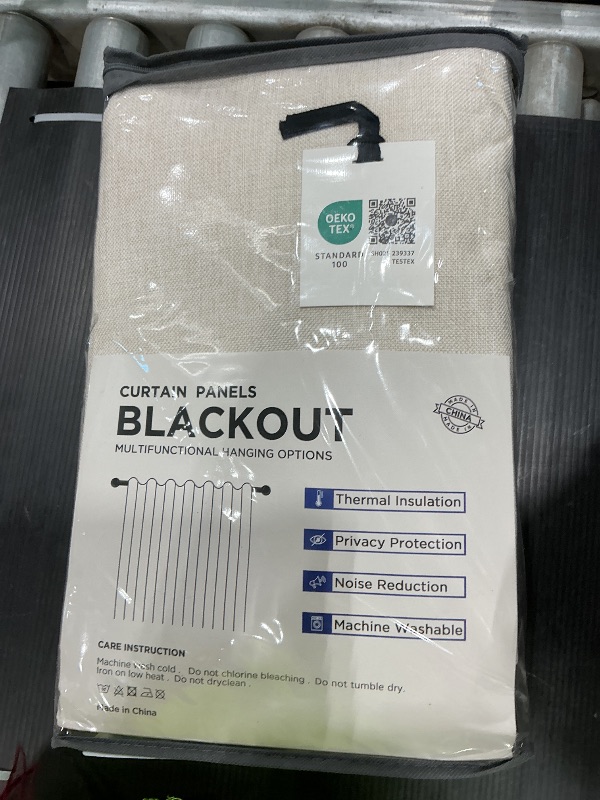 Photo 1 of 100% Blackout Shield Linen Blackout Curtains for Bedroom 84 Inches Long, Back Tab/Rod Pocket Living Room Drapes, Thermal Insulated Blackout Curtains 2 Panels Set, 50" W x 84" L, Cream