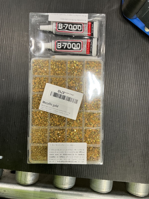 Photo 1 of 20100Pcs Metallic Gold Rhinestones with b 7000 Glue for Bedazzling Crafts Clothing Clothes, Flatback Crystals Diamonds for Fabric Shoes Flat Back Rhinestones Bulk Bedazzle Kit 2/3/4/5/6mm