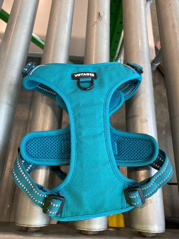 Photo 1 of *Minor Damaged*Voyager No Pull Dog Harness for Medium and Large Dogs, Dual Leash Attachments, Adjustable Soft but Strong Pet Harness with 3M Reflective Technology, Turquoise Nylon, S (Chest: 16 - 20")