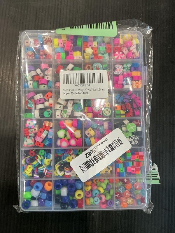 Photo 1 of 1000PCS Polymer Clay Beads Bracelet Making kit, 24 Style Cute Fun Beads Fruit Flower Animal Cake Butterfly Heart Beads Charms for Jewelry Necklace Earring Making DIY Accessories for Women Girls