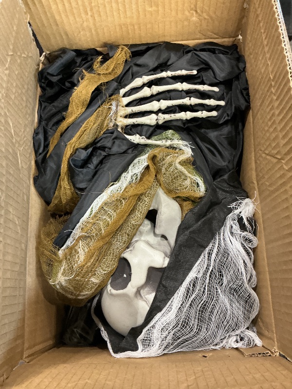 Photo 1 of 74" Halloween Decorations Outdoor Life Size Animatronics Grim Reaper with Chain, Creepy Sound and Red Light-Up Eyes, Scary Haunted House Props for Yard Garden Lawn Party Decor