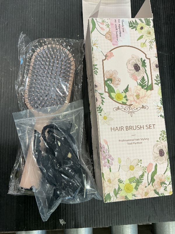 Photo 1 of ***SEE CLERK COMMENTS*** Homfu Hair Brush Set, Professional Styling Tools with Combs and Accessories, Pink, Gift Box Included (Pink Brush+White Comb)
