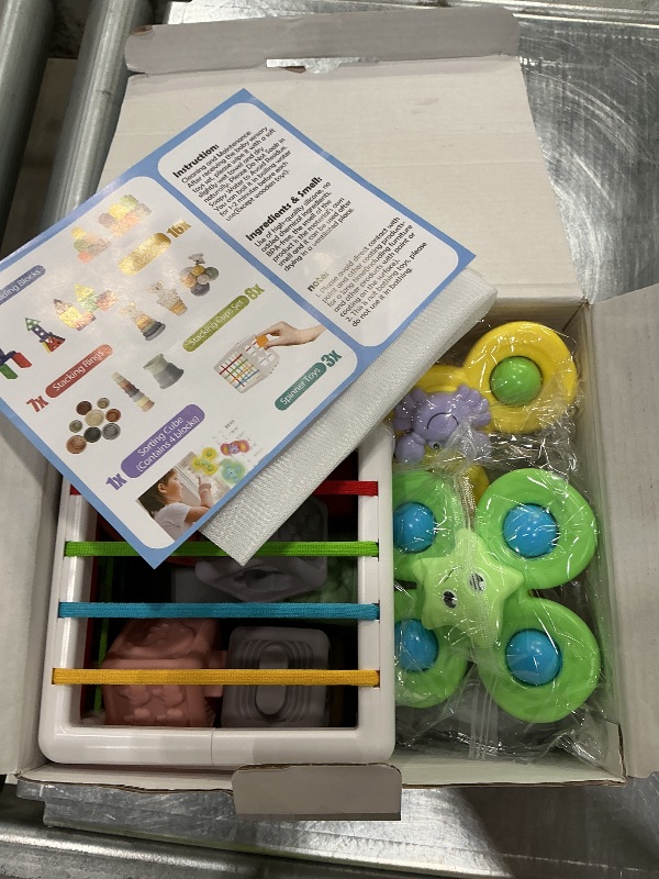 Photo 1 of 6-in-1 Baby Toys 6 to 12 Months, Montessori Toys for Babies 6-12-18 Months, Infant Teething Toy Stacking Blocks Rings Sensory Bin, Sorting Sensory Educational Learning Gift for Toddlers Aged 1-3