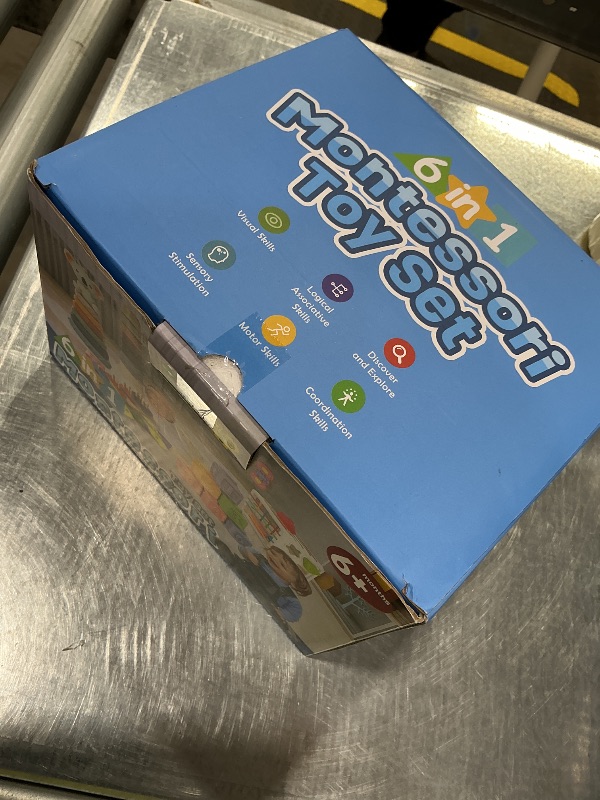 Photo 1 of 6-in-1 Baby Toys 6 to 12 Months, Montessori Toys for Babies 6-12-18 Months, Infant Teething Toy Stacking Blocks Rings Sensory Bin, Sorting Sensory Educational Learning Gift for Toddlers Aged 1-3