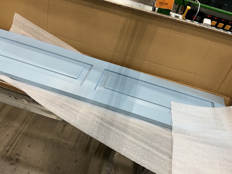 Photo 1 of 12"W x 55"H Americraft Two Equal Raised Panel Exterior Real Wood Shutters (Per Pair), Peaceful Blue