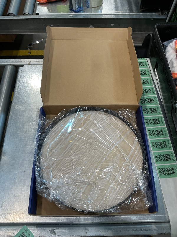 Photo 1 of 12" Farmhouse Lazy Susan for Kitchen & Coffee Table Decor – Rustic Whitewashed Wood Tray with Black Metal Frame, Decorative Centerpiece for Dining Room, Ottoman, Living Room, Serving or Vanity Use