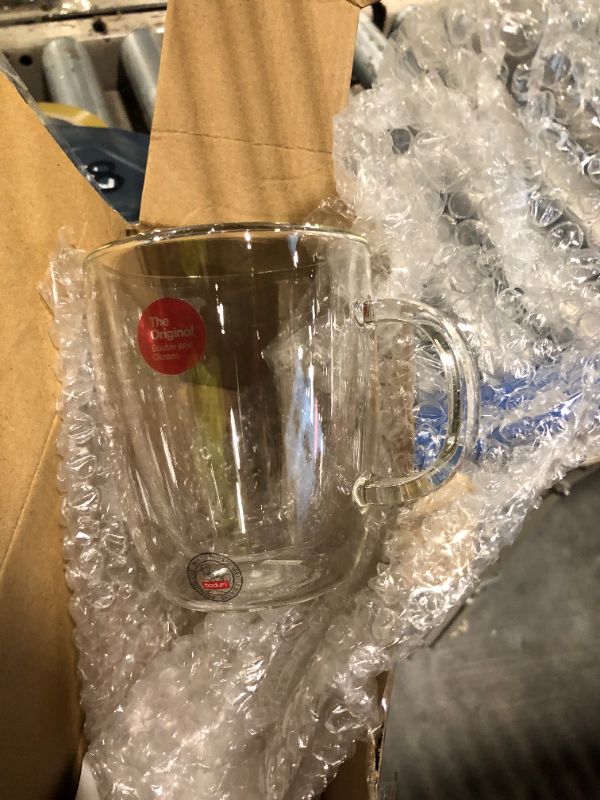 Photo 1 of ***ONE ONLY***Bodum 10oz Bistro Double Wall Insulated Mug, High-Heat Borosilicate Glass, Set of 2, Clear