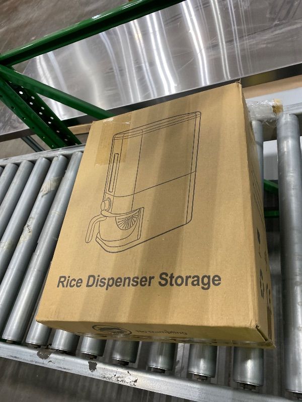 Photo 1 of *Missing Parts* Lenwi 22-25 Lbs Rice Dispenser, Large Cereal Dry Food Storage Containers with Measuring Cup,BPA-Free Household for Kitchen Pantry Organization-Grey