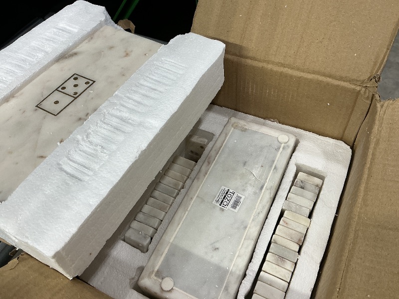 Photo 1 of *Missing Parts - Check clerk notes*
Two's Company Blanc De Blanc 28 Pc Gold Dot Domino Set in Covered Storage Box