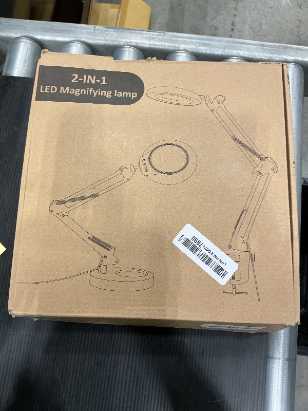 Photo 1 of 10X Magnifying Glass with Light and Stand, 2-in-1 Desk Lamp & Clamp Light, Seylae 5 Color Modes, Brightness Stepless Dimmable LED Lighted Magnifier Hands Free, Magnifier Lamp for Close Work, Reading