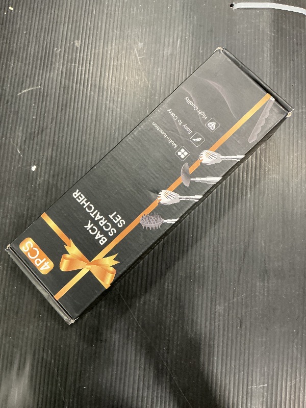 Photo 1 of 4 Pack Versatile Back Scratcher, Christmas Gifts for Men, Stocking Stuffers for Men Women, Portable Telescoping with Different Heads and Rubber Handle, White Elephant Gifts for Adults - Black