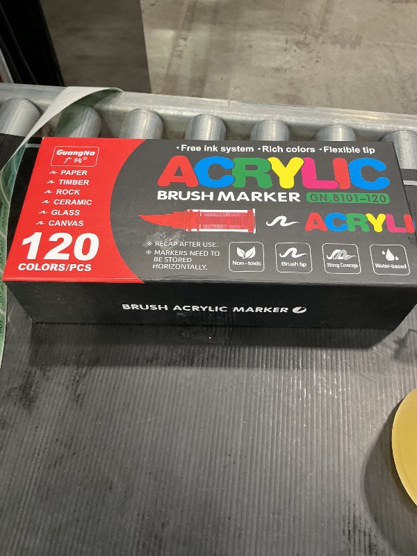 Photo 1 of 120 Colors Acrylic Paint Markers, Soft Brush Tip Pens and Markers, Acrylic Paint Pens for Wood, Stone, Canvas, Glass, Fabric, Egg, Rock Painting and DIY Crafts Art Supplies