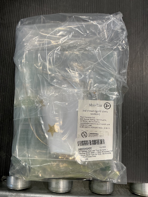 Photo 1 of 3rd Birthday Sash and Tiara for Girls - Fabulous Glitter Sash + Stars Rhinestone Gold Premium Metal Tiara for Girls, 3rd Birthday Gifts for Princess Party