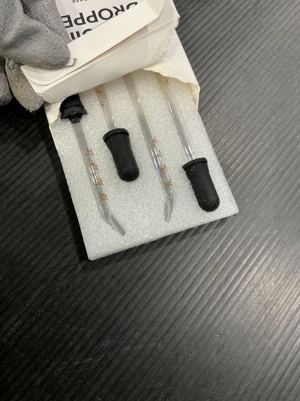 Photo 1 of 4 Pack, 1 mL Glass Eye Dropper with Measurement - Long & Short, Bent & Straight Tip Calibrated Glass Medicine Droppers, Accurate Dose Pipette Dropper for Essential Oils, Feeding, Ear, Lab, Health Care