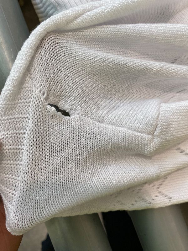 Photo 1 of ** HAS HOLE IN SHOULDER*** U.Vomade Casual Lightweight Long Sleeve Open Front Hollow Out White Cardigan for Women L