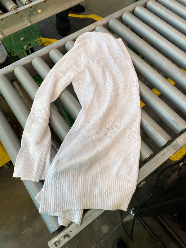 Photo 1 of ** HAS HOLE IN SHOULDER*** U.Vomade Casual Lightweight Long Sleeve Open Front Hollow Out White Cardigan for Women L